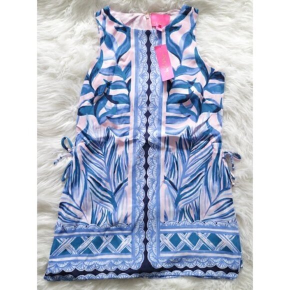 NWT Lilly Pulitzer Donna Engineered Romper Blue Pink Tropics Tint Print Size 2 - Picture 4 of 11